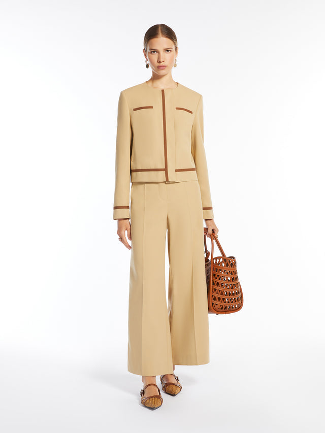 Cotton Twill Crew-Neck Jacket for Women - Sand - Max Mara UAE