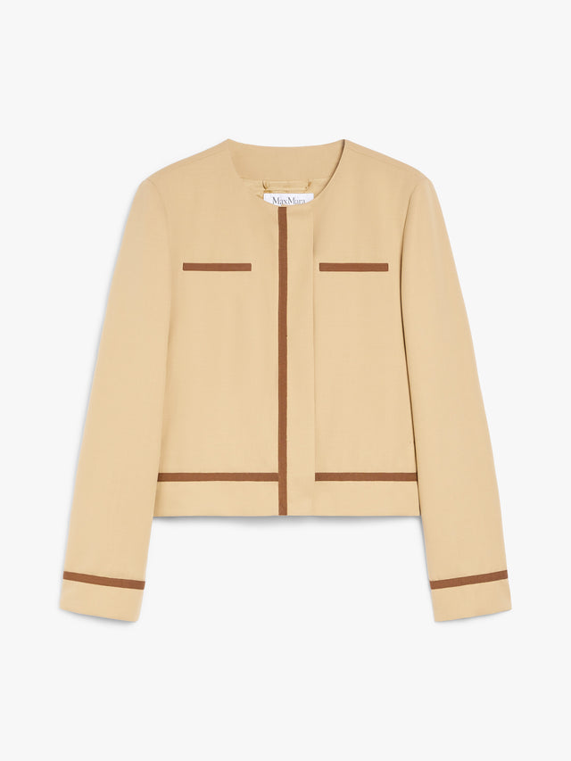 Cotton Twill Crew-Neck Jacket for Women - Sand - Max Mara UAE