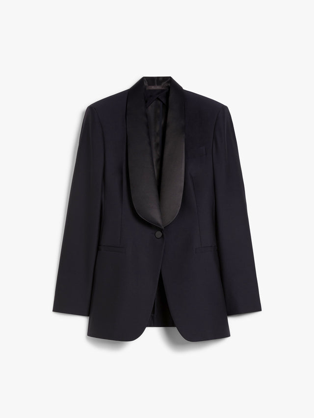 Single-Breasted Wool And Silk Blazer for Women - Midnightblue - Max Mara UAE