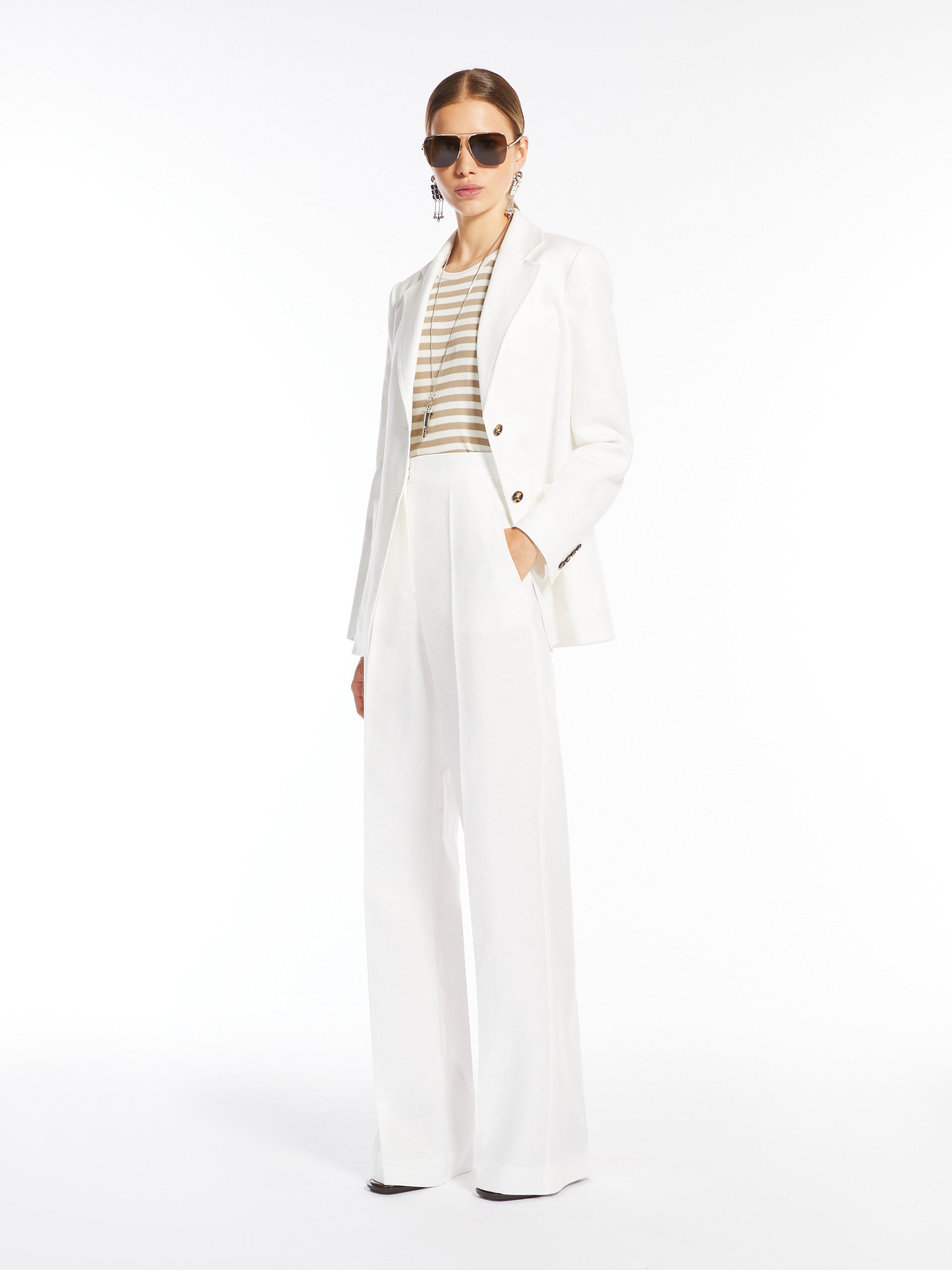 Single-Breasted Linen Blazer for Women - Silk - Max Mara UAE