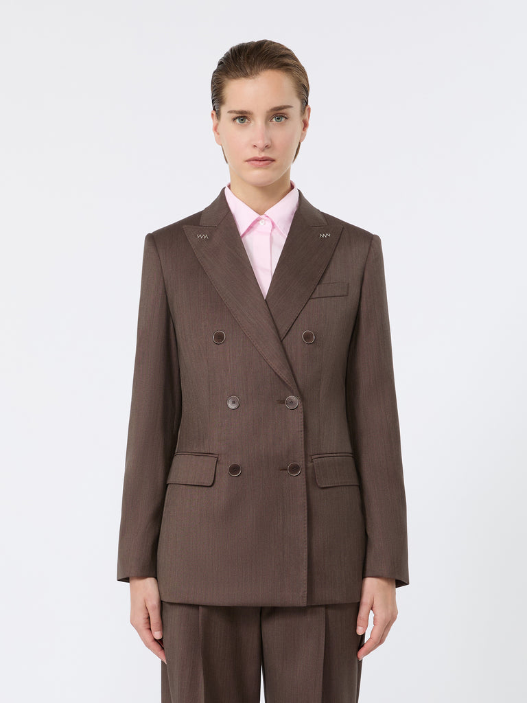 max mara double-breasted wool and silk blazer