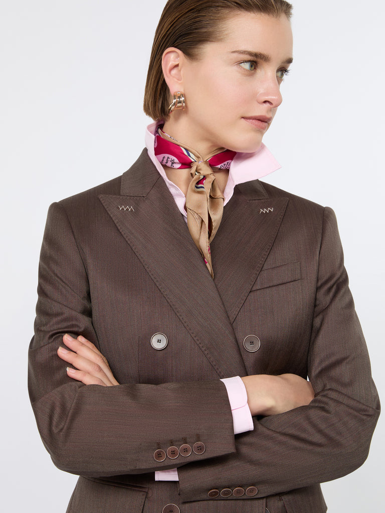 max mara double-breasted wool and silk blazer