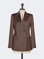 Double-Breasted Wool And Silk Blazer for Women - Tobacco - Max Mara UAE