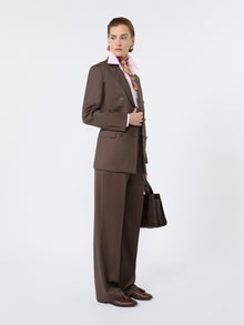 Double-Breasted Wool And Silk Blazer for Women - Tobacco - Max Mara UAE