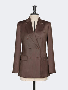 Double-Breasted Wool And Silk Blazer for Women - Tobacco - Max Mara UAE