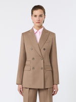Double-Breasted Wool Twill Blazer for Women - Hazelnut Brown - Max Mara UAE