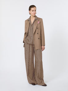Double-Breasted Wool Twill Blazer for Women - Hazelnut Brown - Max Mara UAE