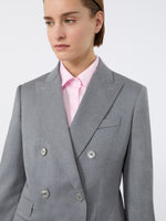 Double-Breasted Wool Twill Blazer for Women - Medium Grey - Max Mara UAE