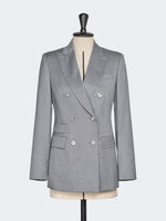 Double-Breasted Wool Twill Blazer for Women - Medium Grey - Max Mara UAE