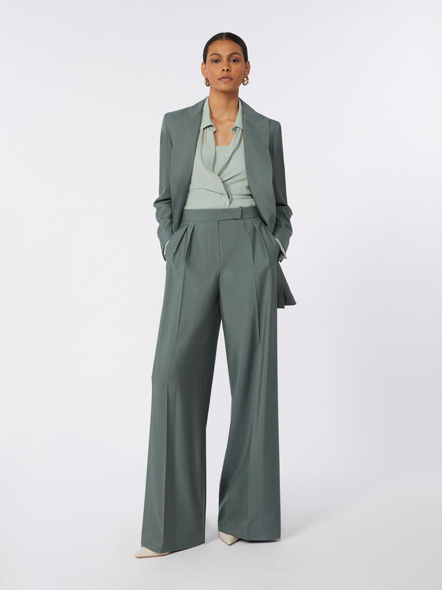Double-Breasted Wool And Silk Blazer for Women - Dark Green - Max Mara UAE