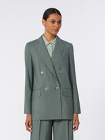 Double-Breasted Wool And Silk Blazer for Women - Dark Green - Max Mara UAE
