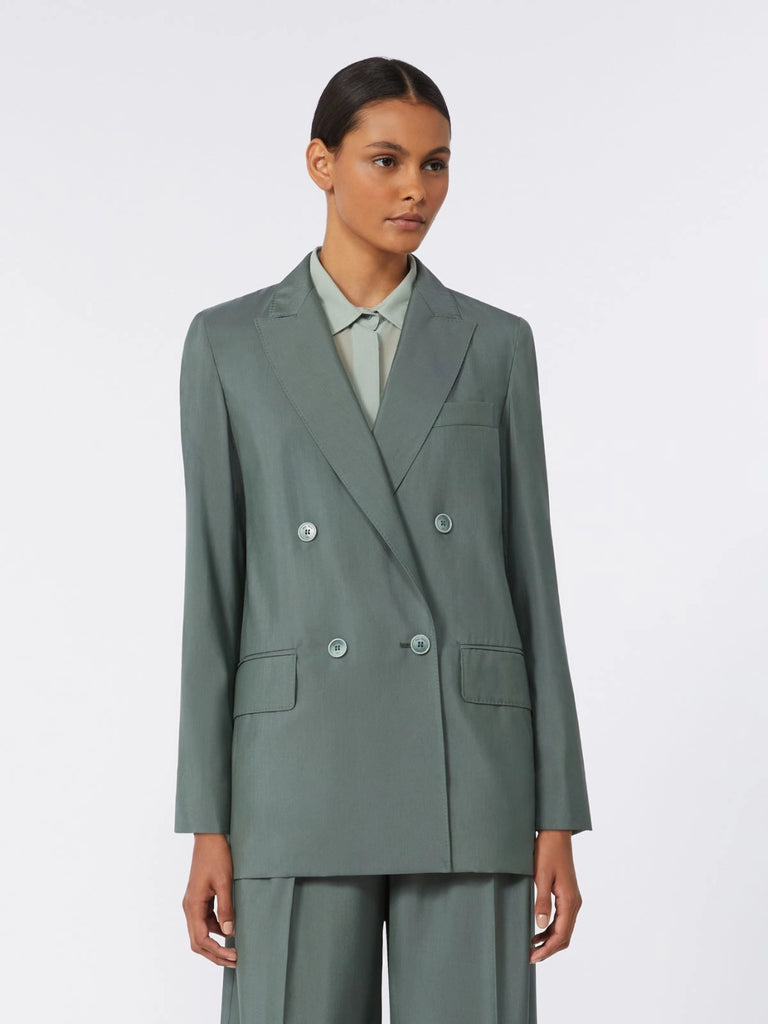 max mara double-breasted wool and silk blazer for women