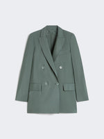 Double-Breasted Wool And Silk Blazer for Women - Dark Green - Max Mara UAE