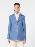Single-Breasted Wool And Silk Canvas Blazer for Women - Light Blue - Max Mara UAE