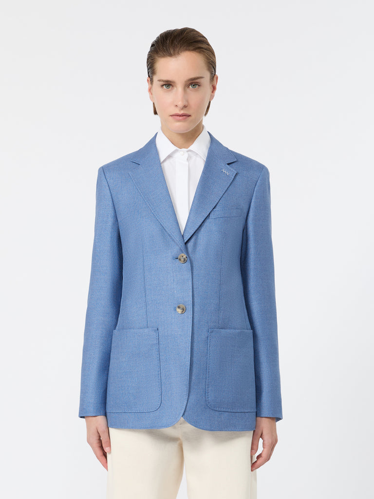 max mara single-breasted wool and silk canvas blazer