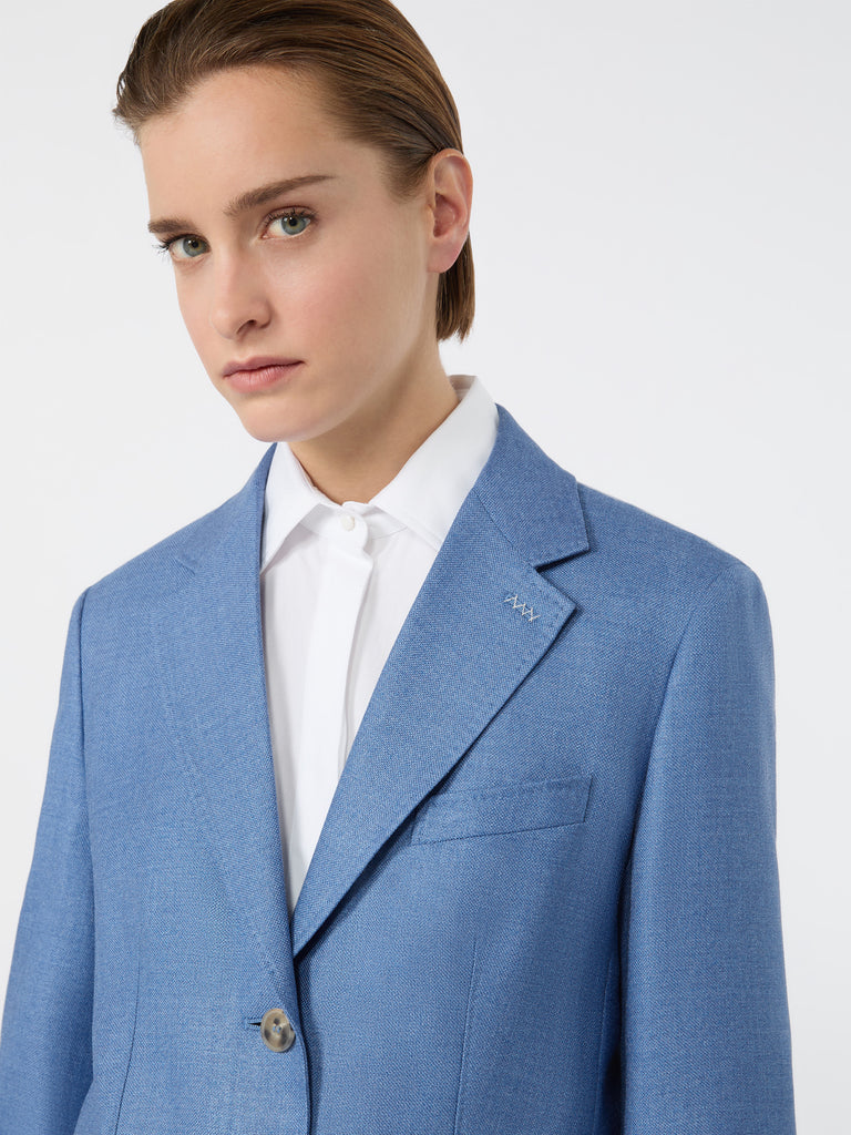 max mara single-breasted wool and silk canvas blazer