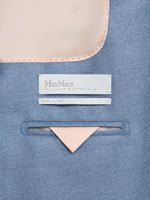 Single-Breasted Wool And Silk Canvas Blazer for Women - Light Blue - Max Mara UAE