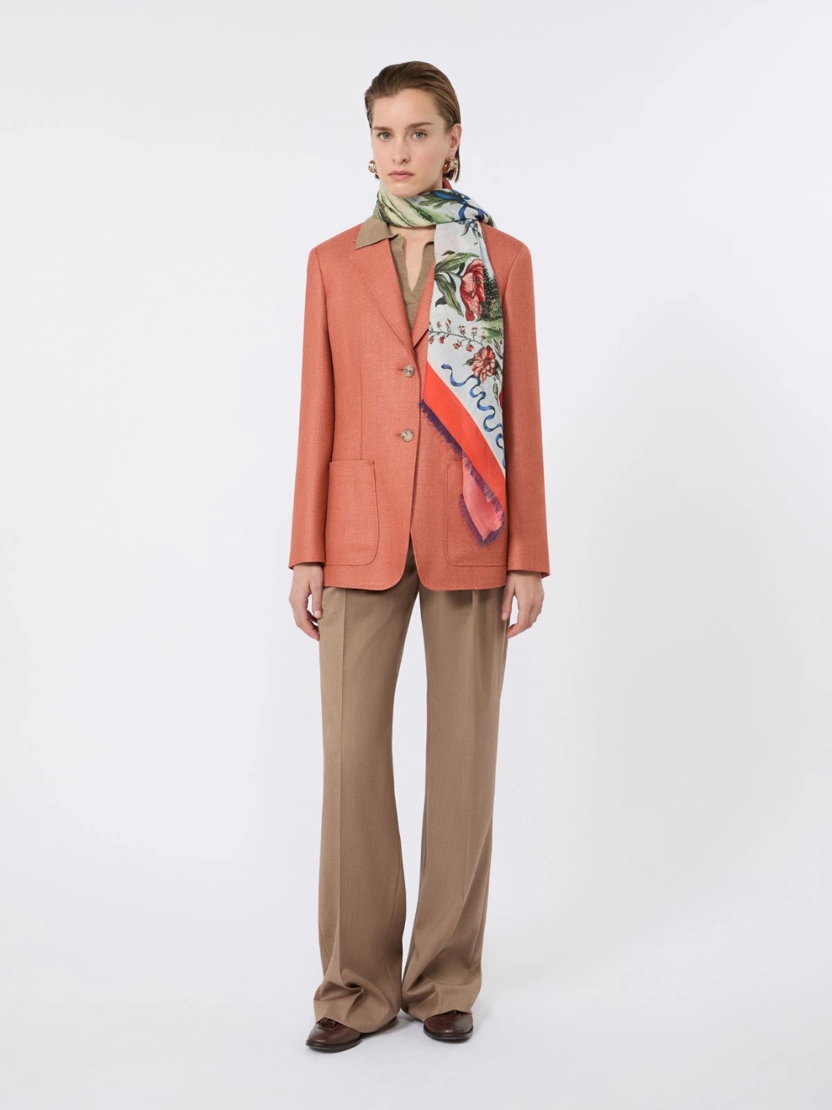 max mara single-breasted wool and silk canvas blazer for women
