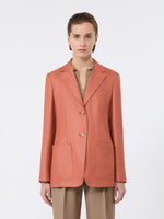 Single-Breasted Wool And Silk Canvas Blazer for Women - Coral - Max Mara UAE