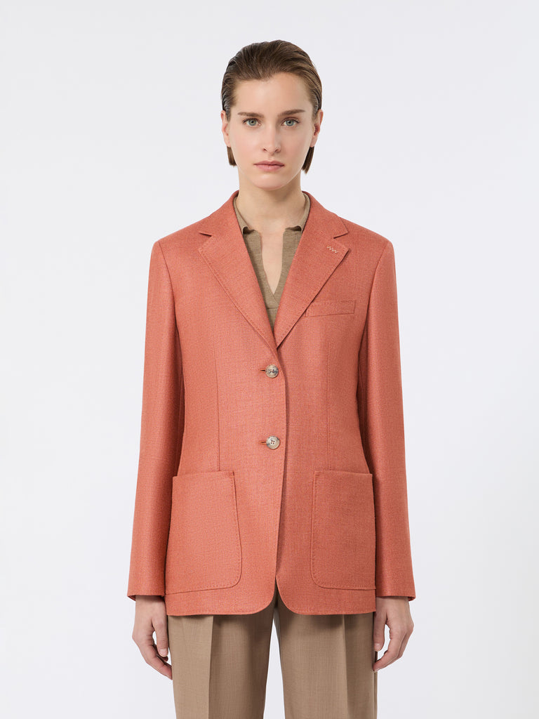 max mara single-breasted wool and silk canvas blazer