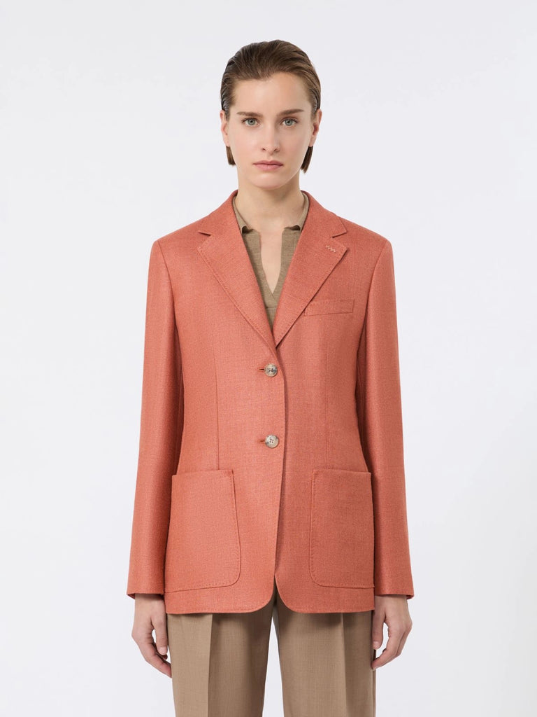max mara single-breasted wool and silk canvas blazer