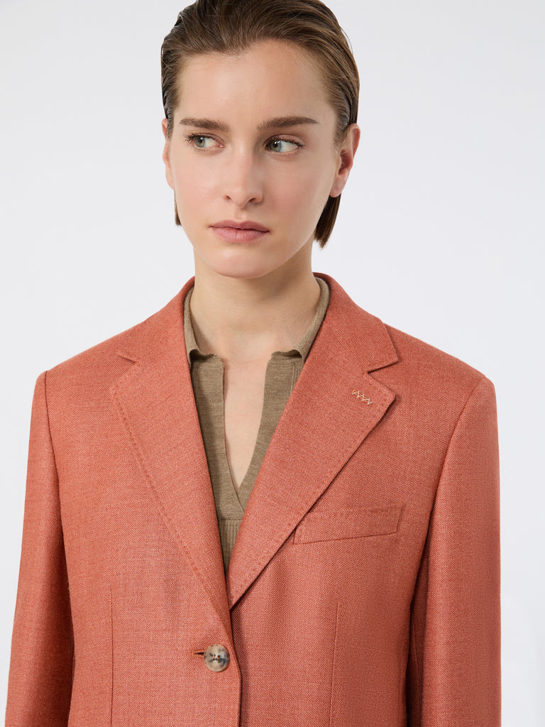 max mara single-breasted wool and silk canvas blazer