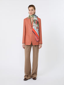 Single-Breasted Wool And Silk Canvas Blazer for Women - Coral - Max Mara UAE