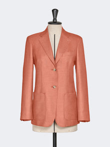 Single-Breasted Wool And Silk Canvas Blazer for Women - Coral - Max Mara UAE