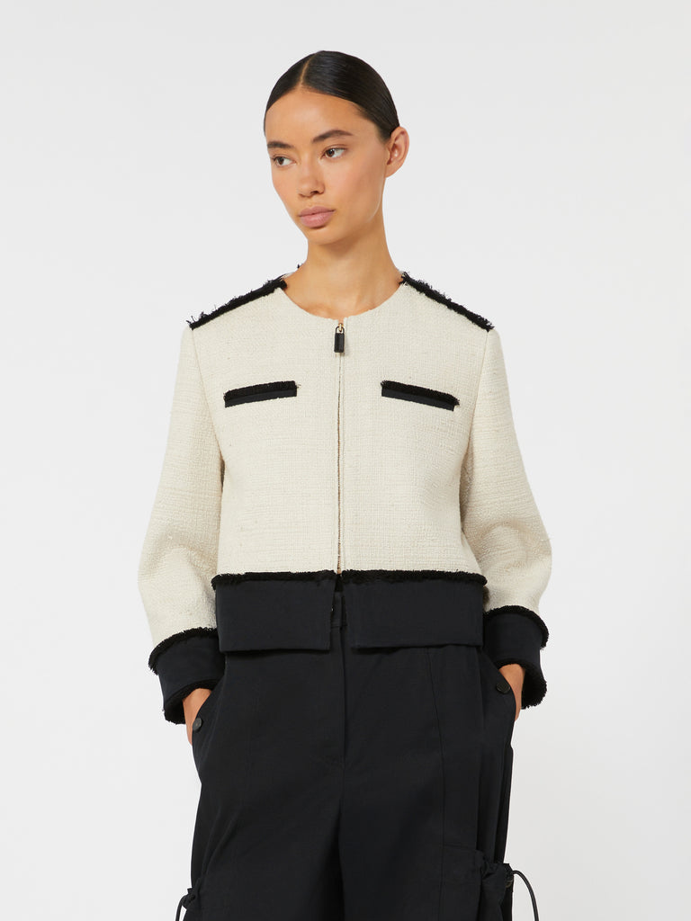 max mara cotton and linen basketweave jacket
