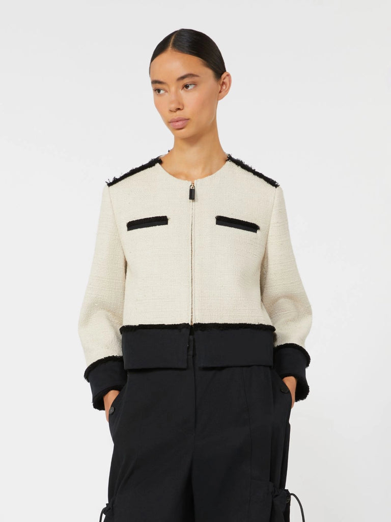max mara cotton and linen basketweave jacket