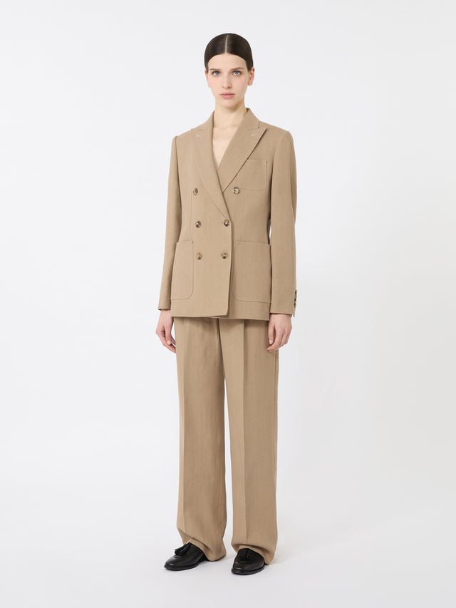 Double-Breasted Hemp Blazer for Women - Desert - Max Mara UAE