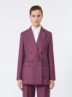 Wool, Mohair And Silk Double-Breasted Blazer for Women - Wine-Coloured - Max Mara UAE