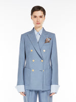 Wool, Mohair And Silk Basketweave Blazer for Women - Water - Max Mara UAE