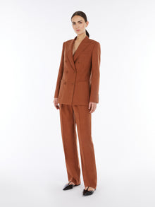 Wool, Mohair And Silk Basketweave Blazer for Women - Rust - Max Mara UAE