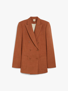Wool, Mohair And Silk Basketweave Blazer for Women - Rust - Max Mara UAE