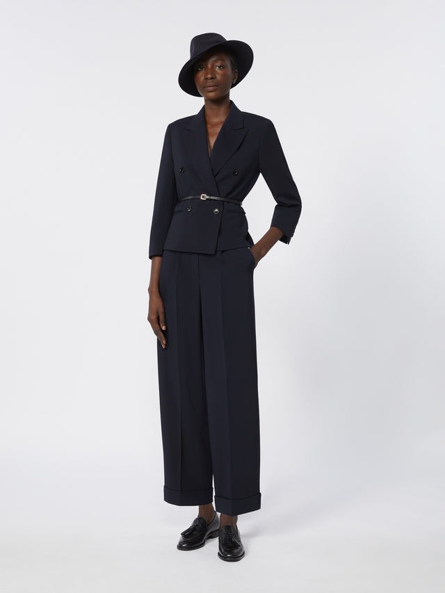 Woollen Cloth Cropped Blazer for Women - Ultramarine - Max Mara UAE