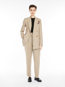 Double-Breasted Mélange Wool Blazer for Women - Sand - Max Mara UAE