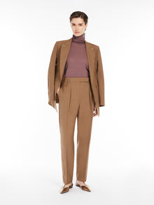 Double-Breasted Mélange Wool Blazer for Women - Tobacco - Max Mara UAE