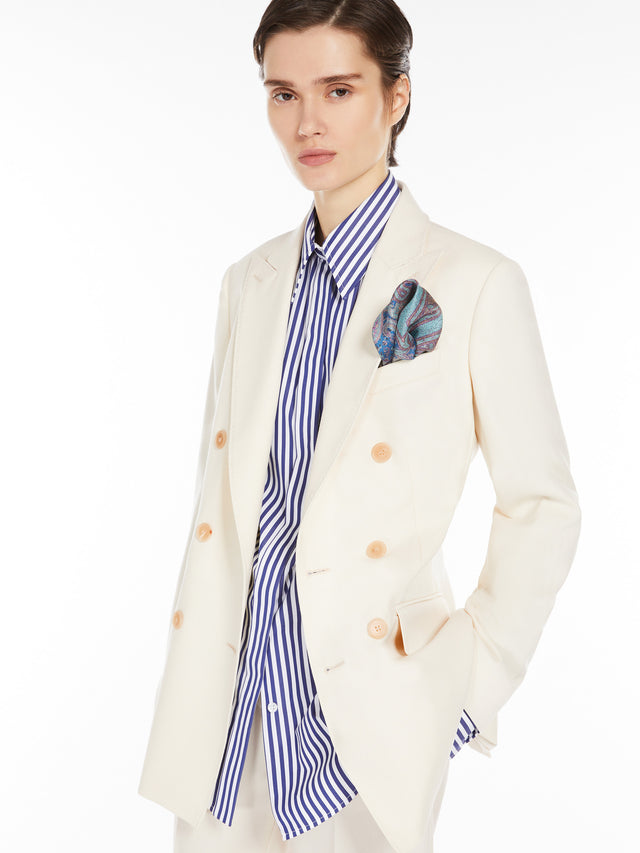 Double-Breasted Blazer In Wool And Mohair Canvas for Women - Ivory - Max Mara UAE
