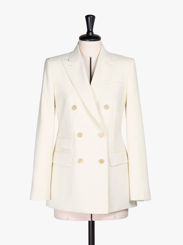 Double-Breasted Blazer In Wool And Mohair Canvas for Women - Ivory - Max Mara UAE