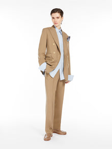 Double-Breasted Blazer In Wool And Mohair Canvas for Women - Hazelnut Brown - Max Mara UAE