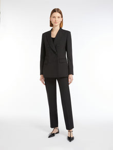 Double-Breasted Blazer In Wool And Mohair Canvas for Women - Black - Max Mara UAE
