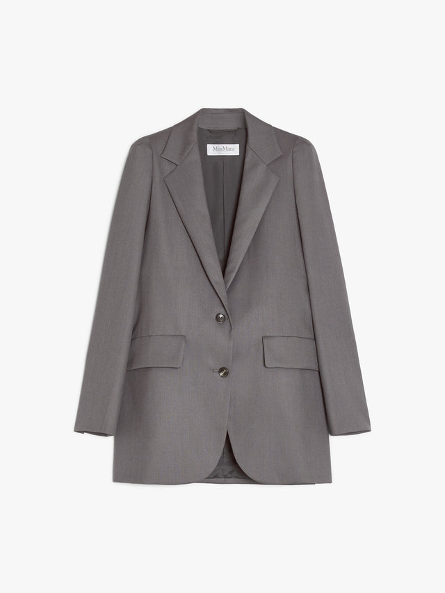 Single-Breasted Wool, Mohair And Silk Blazer for Women - Medium Grey - Max Mara UAE