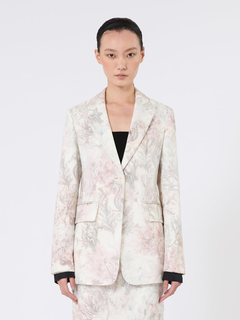 max mara slim-fit blazer in printed organza and gabardine