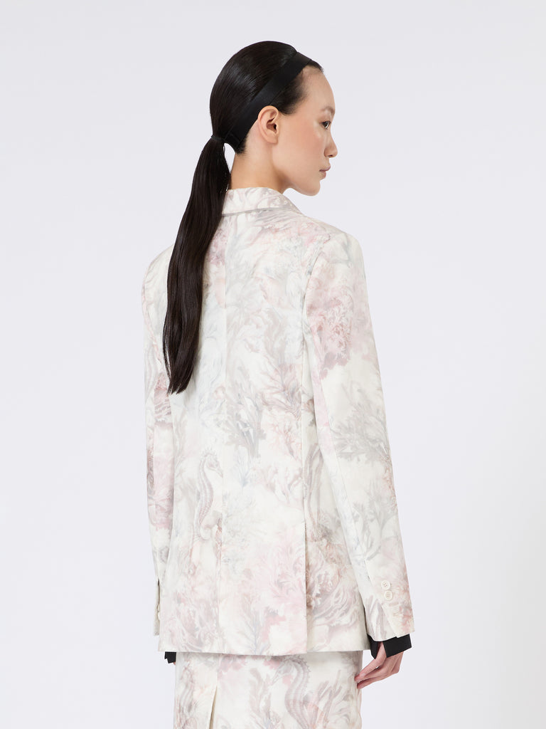 max mara slim-fit blazer in printed organza and gabardine