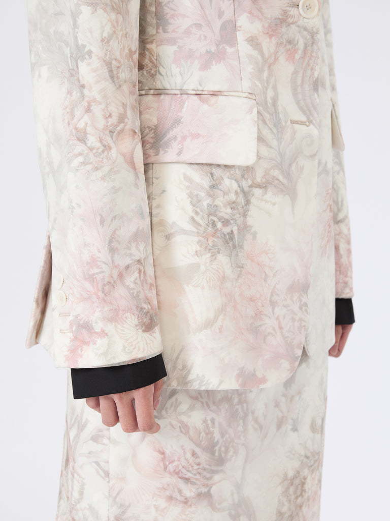 max mara slim-fit blazer in printed organza and gabardine