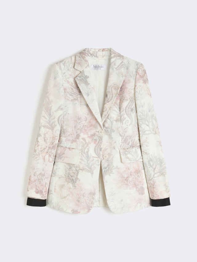 max mara slim-fit blazer in printed organza and gabardine for women