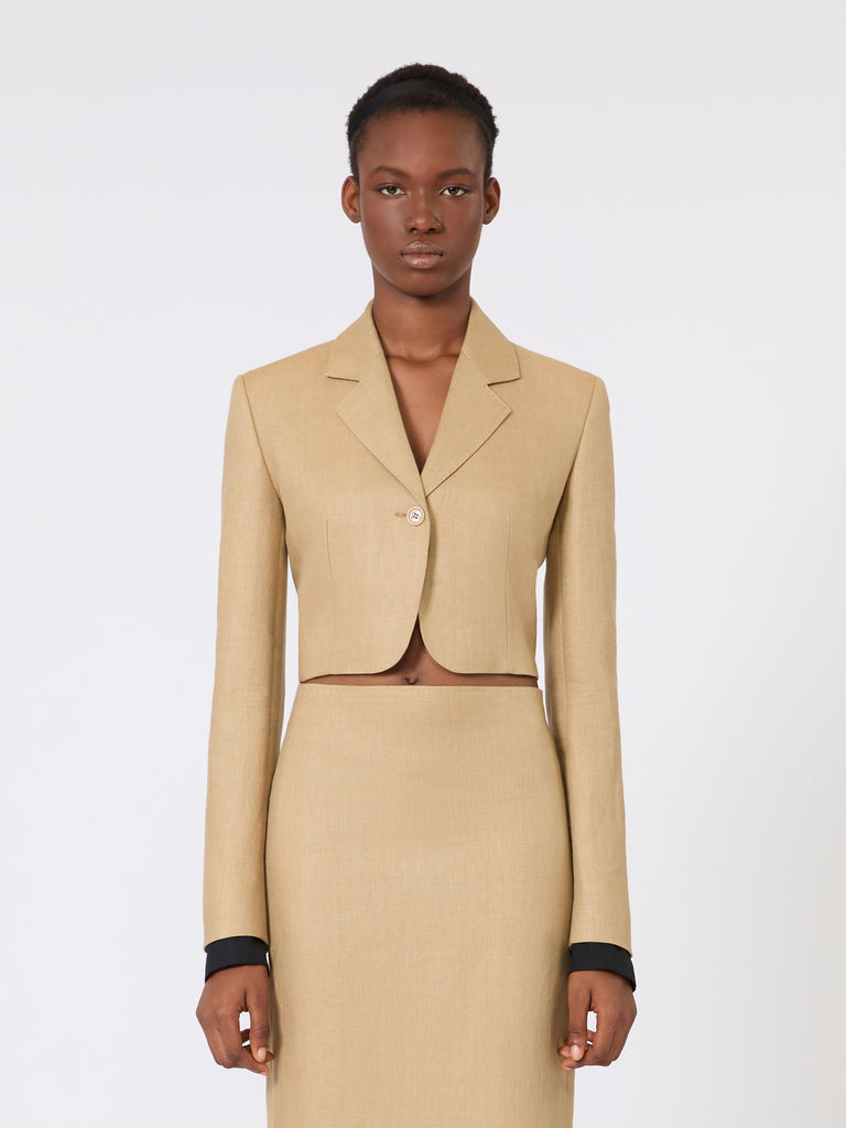 max mara cropped jacket in linen twill for women