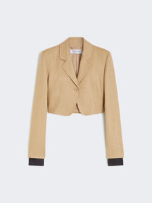 Cropped jacket in linen twill