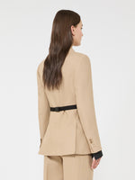 max mara double-breasted blazer in pure linen natté for women